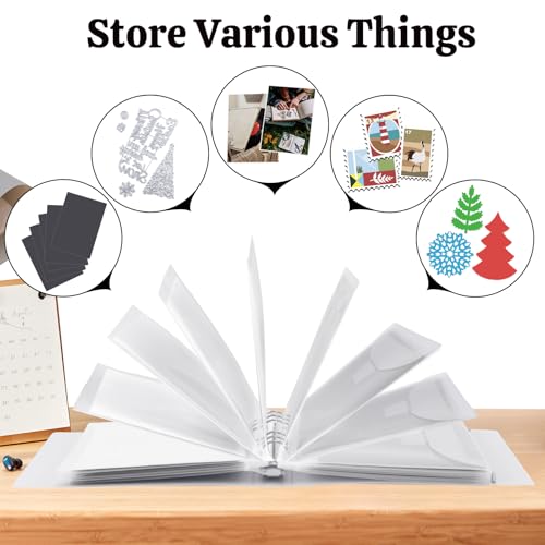 Image of UNIMEIX 12 Pcs Magnetic Sheets for Die Storage with 1 Binder Cover, 2 in 1 Storage Stamp and Die Storage Bags Die Cut Storage Supplies(0.8 mm Thickness,Translucent