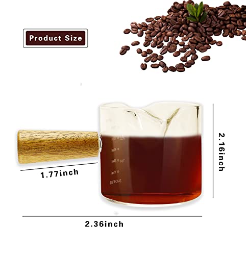 Juego de 2 Vasos Medidores para Espresso con Mango de Madera 100 ml miniatura 2