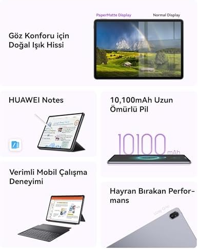 HUAWEI MatePad 11.5 2025 Tablet 2.5K 120Hz Göz Dostu PaperMatte Ekran, 8+256GB, 10100 mAh Pil, 40W SuperCharge, WiFi 6, Bluetooth 5.2, HUAWEI Notes, Dörtlü Hoparlör, Ayrılabilir klavye, Uzay Grisi - Görsel 3