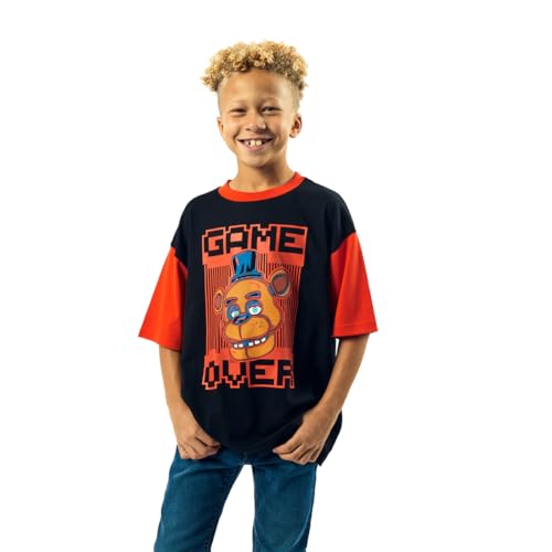 Five Nights at Freddy's Game Over Crew Neck Short Sleeve Boy's Colorblock T-Shirt