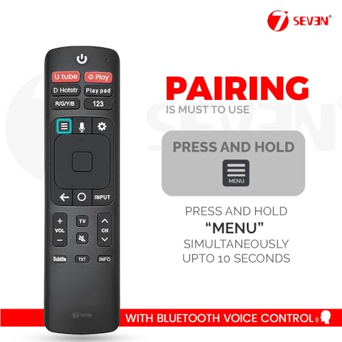 Image of 7SEVEN Compatible of Vu Tv Remote Original Model ERF3L69V Suitable for Smart Android 4K FHD UHD QLED Vu Television Remote Control Replicate if Existing Remotes Match Exacly - Pairing Must