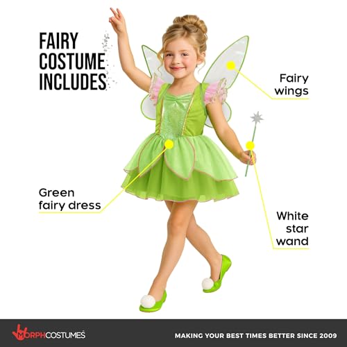 Disfraz de hada verde con alas para niñas miniatura 2