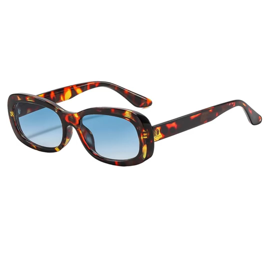Occhiali da sole alla moda da uomo e da donna, con stampa leopardata, occhiali retrò UV400 (blu leopardato).