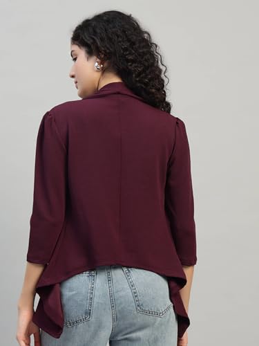 Image of Cotton Blend Women's Single Breasted Relaxed Fit Shawl Collar 3 /4 Sleeve Blazer