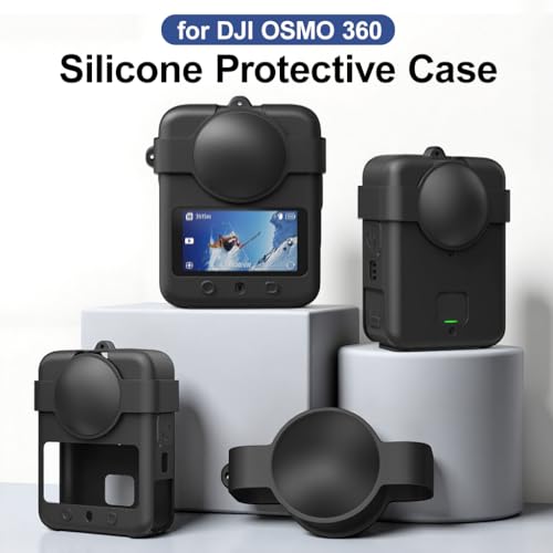 Image of ZORBES Silicone Cover Case for DJI Osmo 360, Soft Lens Cap Protector All-Round Protective Case for DJI Osmo 360 Accessories with Lanyards, Shockproof, Precision Fit, Set of 4Pcs