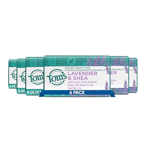 Image of Tom's of Maine Natural Beauty Bar Soap, Lavender & Shea With Raw Shea Butter, 5 oz. 6-Pack (Packaging May Vary)