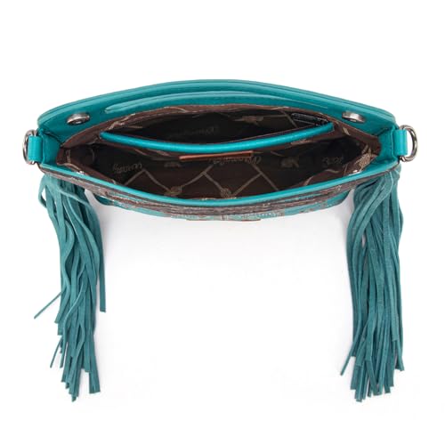 Image of Wrangler Western Handbag for Women Crossbody Bag Top Handle Shoulder Bag Embossed Cowgirl Fringe Purse