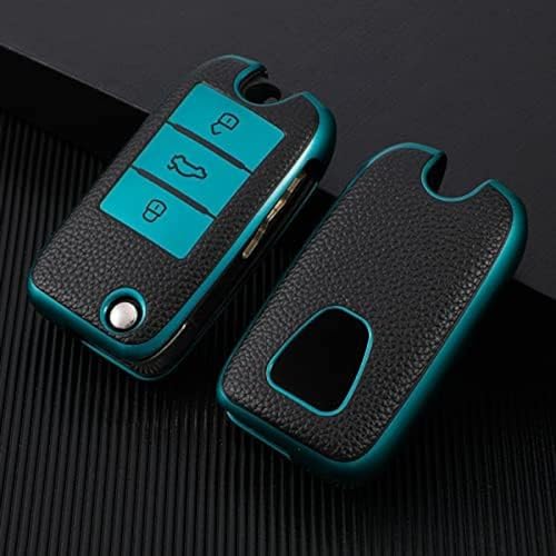 BIVVI Funda de Cuero con Tapa para Llave de Coche, Protector de Carcasa para Roewe RX5 MG3 MG5 MG6 MG7 MG ZS GT GS 350 360 750, decoración de Accesorios de Carcasa de Llave Verde