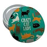 Crazy Cat Lady Teal Orange Black Brown Round Rubber Non-Slip Jar Gripper Lid Opener