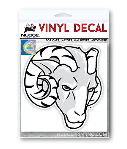 Image of Fordham University Rams Head Grey and White Weatherproof Vinyl Sticker Car Decal from Nudge Printing