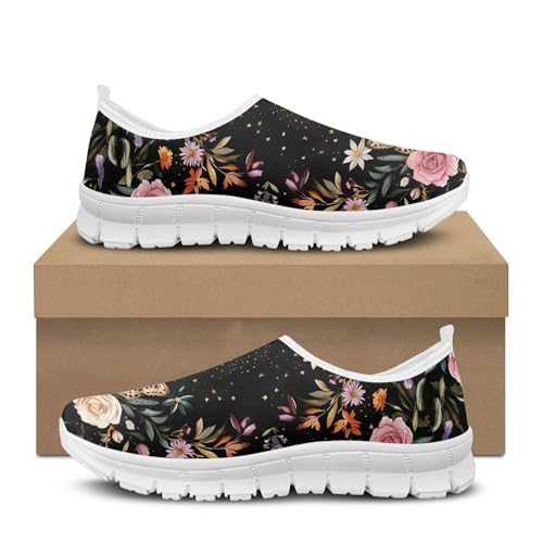 Image of Hummingbird Floral Print Lightweight Walking Shoes for Women Mesh Casual Sneakers Size 5-10.5