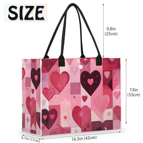 Pink Love Star Tote Bag for Women Large Beach Bag Reusable Tote Bags for Work Travel Beach Shopping2