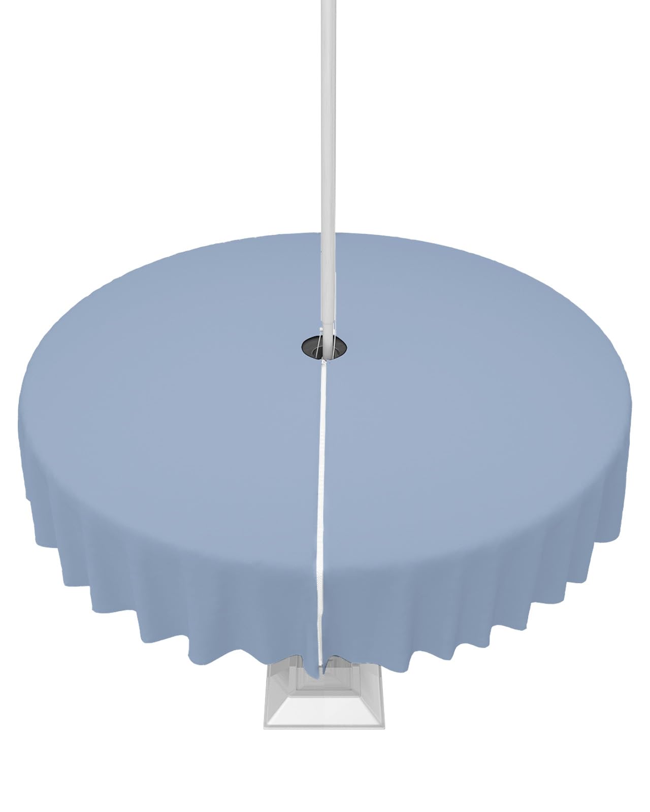 HERBED Round Outdoor Table Cloth 60 Inch Solid Color Light Blue Tablecloth with Umbrella Hole, Zipper Table Cover Waterproof Stain Resistant Tablecloths for Patio Party Picnic