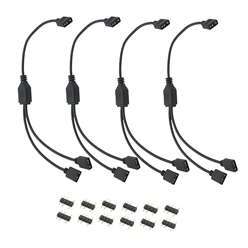 ARGB 1 to 2 Splitter Cable for Extend PC Computer ARGB Fans Or LED Series 30cm with 3 Pin Connector 1-to-2 Addressable RGB Spliter Extension Cables with Male Pins