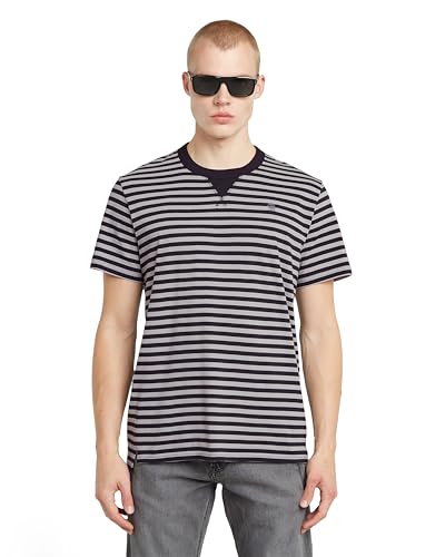G Star Camiseta para Hombre Nifous Stripe R T, Multicolor (Dk Black/Grey Alloy Stripe D25961 c339 h228), XL