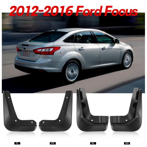 Image of BDFHYK Mud Flaps Splash Guards 4PCS Front & Rear Side Mud Guards Compatible with Ford Focus 2012-2016 Without OEM Fender Flares