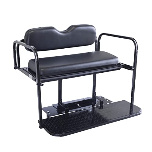 Buggies Unlimited Rear Flip Seat for Yamaha G29/Drive Golf Cart | Folding Steel Frame Rear Seat Kit | Black Cushions | Compatible with 2007-2016 Models