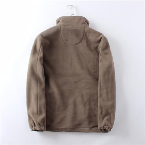 AQWEI Men's Double-Layer Fleece Hooded Jacket, Winter Fleece Double-Sided Polar Fleece Windproof Jacket (Khaki,XL)3