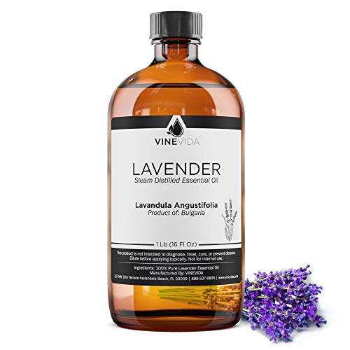 Pure Natural Lavender Essential Oil -Â Undiluted Therapeutic Grade Lavender Oil by VINEVIDA - Lavender Diffuser Aromatherapy - Lavender Oil for Hair Growth, Skin, Massage & More (16oz)