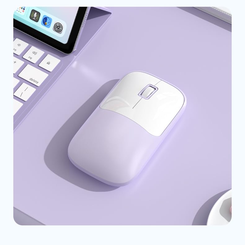 Wireless Mouse Battery-Powered Portable Computer Mice for PC Laptop Windows Right-Handed Batteries not Included Purple