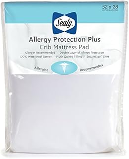 Sealy Baby Allergy Protection Plus Waterproof Fitted Toddler & Baby Crib Mattress Pad