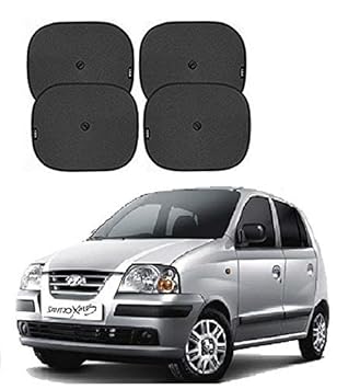 Caro Manic Universal Cotton Fabric Car Window Sunshades with Vaccum Cups Compatible with Santro Xing