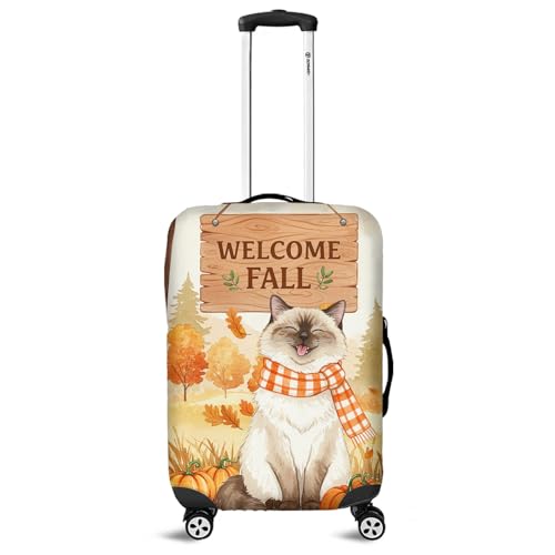 Welcome Fall Ragdoll Cozy Autumn Field Pumpkins Golden Leaves Travel Luggage Cover Cat Lover Kitten Owner Gifts Idea Suitcase Dust Protective Decor 12013