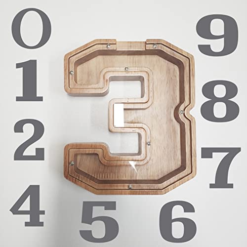 CusGifta Hucha de madera para niños, número 4, caja de ahorro de dinero, para niños, niños, niñas, adultos Cover