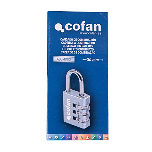 Cofan Candado De Combinación Modificable | Con 3 Dígitos | Candado De Seguridad Para Uso Diario
