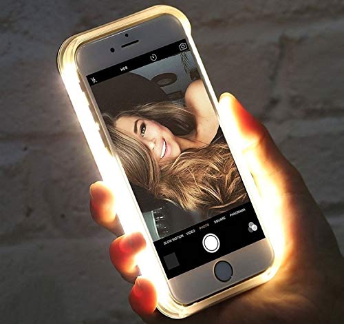 Qwifey Selfie Light Up Case For Iphone 12 Pro Max 6.7 Inch,Led Double Light Case With Back And Front Dual Rechargeable Luminous Light Phone Case For Iphone 12 Pro Max(6.7 Inch Only) (Rose Gold) #TOP4