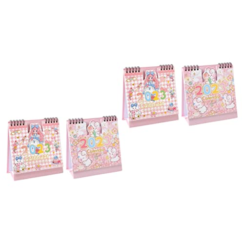 Operitacx Lot de 4 calendriers de table 2023 - Accessoires pour enfants - Bureau debout - Calendrier de bureau - Bloc-notes 2023 - Planificateur portable de poche - Accessoire de maison Cover