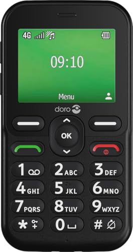 Doro Telefon Leva E11 – 4G-mobiltelefon för seniorer – 2,4 tums liggande display, kontrastrika knappar, särskilt klar ljudkvalitet, HD Voice, kamera, säkerhetsknapp – inklusive laddningsstation – svar