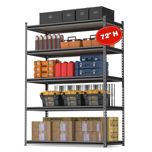 Image of WORKPRO 5-Tier Adjustable Metal Shelving, 36 inchWx18 inchDx72 inchH,4000LBS Capacity