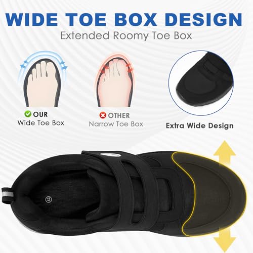 Image of Diabetic Shoes for Women Men Extra Wide Shoes for Swollen Feet Adjustable Orthopedic Shoe Non Silp Neuropathy Walking Shoe for Elderly Foot