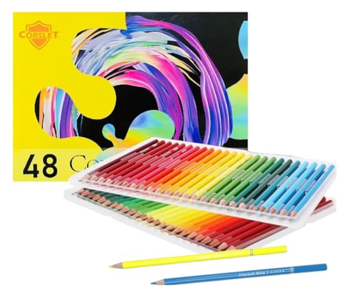 Image of Corslet 48 Color Pencils Set for Kids - Premium Vibrant Shades, Long-Lasting, Non-Toxic, Eco-Friendly Art Stationery Kit for Drawing, Colouring & School Projects - Ideal Gift for Boys & Girls