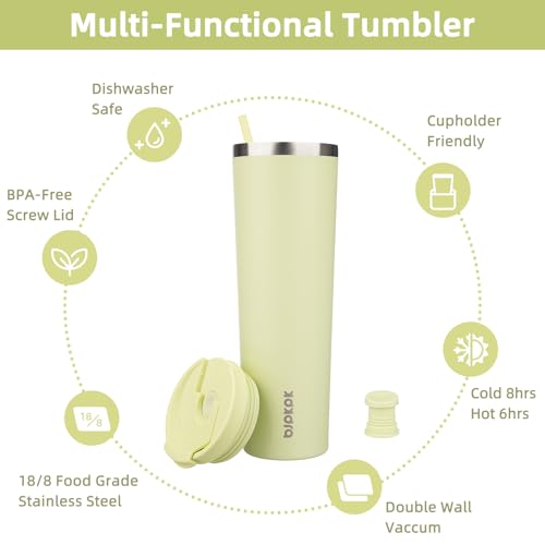 Image of BJPKPK 34oz Coffee Tumbler with Straw, Insulated Stainless Steel Cup
