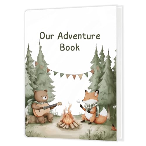 Cabana Bro Our Adventure Book Baby Photo Album Holds 36 4x6 Photos, Cute Forest Animal Camping Small Photo Album Memory Keepsake Gift for Baby Shower Newborn Toddler Boys Girls