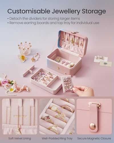 Image of SONGMICS Travel Jewelry Organizer, 2-Layer Portable Jewelry Box Case