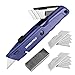 WORKPRO Cúter universal con cuchilla retráctil, Cortador profesional con mango de aluminio antideslizante(incl. 10 cuchillas trapezoidales),azul