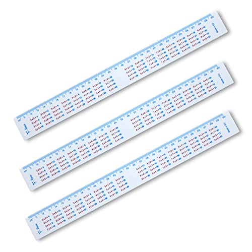 Filipov 3 x règle de 30 cm avec tableau multiplicateur blanc / lot de 3 /