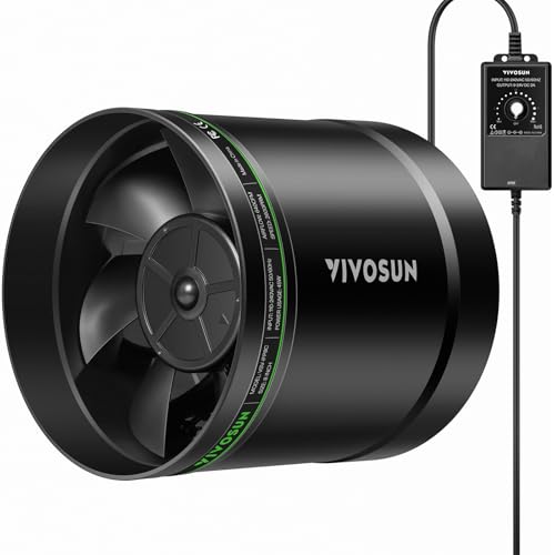 VIVOSUN 8 Inline Booster Duct Fan with Speed Regulator 640 CFM Quiet Exhaust Fan for HVAC Ventilation in Grow Tents Basements Bathrooms Kitchens and Attics