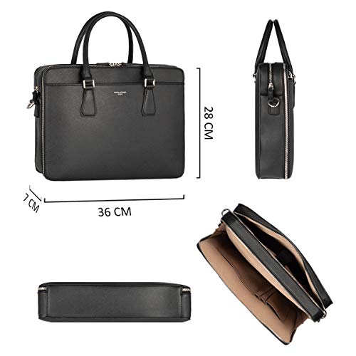 David Jones - Heren Business Aktetas Handtas - 13 inch Laptoptas PU Leer - Werktas Kantoortas Schooltas - Veel Zakken Briefcase Satchel - Schoudertas Messenger Crossbodytas - Zwart - Image 7