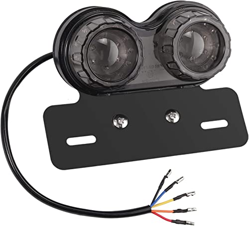 PROZOR Feux arrière pour moto 40 W 40 LED Feu stop ou feu de position Lampe de Frein Indicateur Clignotant avec support pour plaque d'immatriculation pour moto, cruiser, chopper - Lumière Rouge