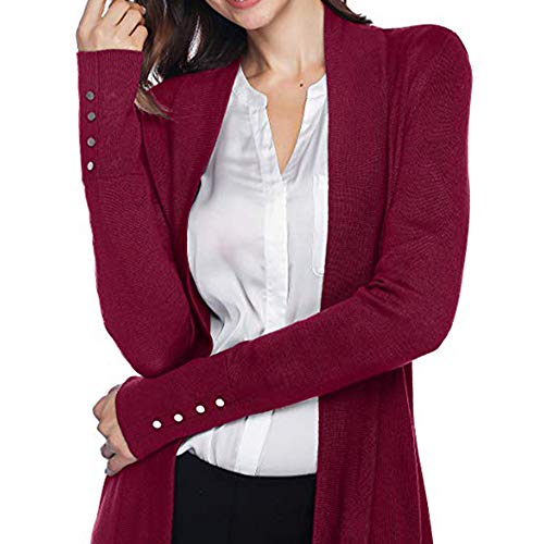 MEIbax Abrigos Mujer Invierno Rebeca de Punto para Mujer con Mangas largas en Color Liso Botón Outwear Escudo