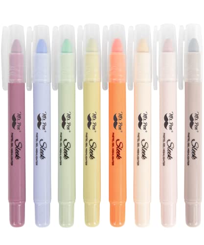 Image of Mr. Pen- No Bleed Gel Highlighters, Pastel Colors, 8 Pack