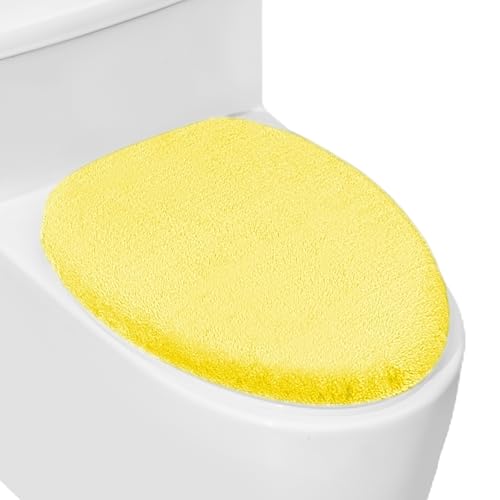 lanseyixiu Soft Plush Toilet Lid Cover for Bathroom Machine Washable Toilet Seat Covers Fits Most Round Elongated and Oblong Lids Easy Installation& Cleaning (Sunflower yellow)
