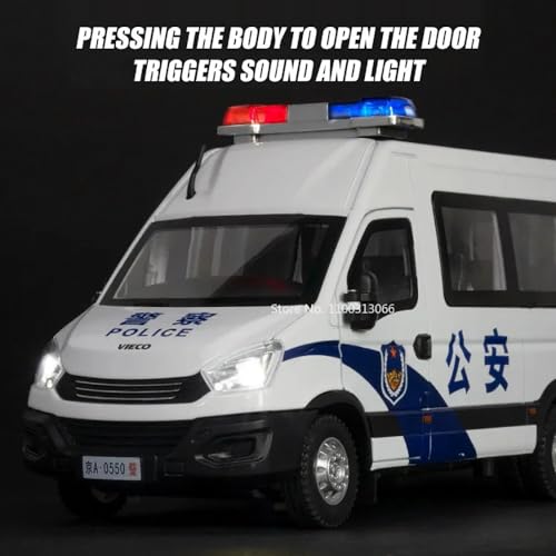 Image of 1:24 Diecast Metal Police Toy Car for Kids Police Car Model Car for Boy Light Sound Pull Back Openable Door