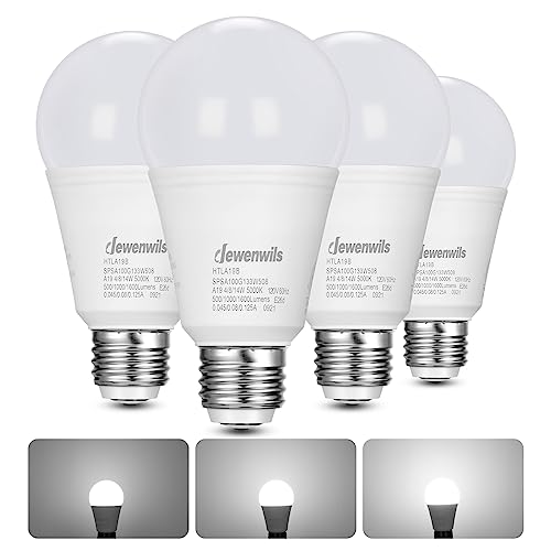 DEWENWILS 3-Way LED Light Bulbs, 40/60/100W Equivalent, A19 LED Bulbs, 5000K Daylight White Glow, E26 Medium Base, 500/1000/1600LM Bright Light Bulbs, Non-dimmable, ETL Listed, 4-Pack DEWENWILS 3-Way LED Light Bulbs, 40/60/100W Equivalent, A19 LED Bulbs, 5000K Daylight White Glow, E26 Medium Base, 500/1000/1600LM Bright Light Bulbs, Non-dimmable, ETL Listed, 4-Pack