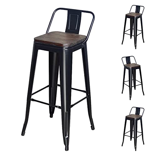 Taburetes Altos de Cocina Madera y Negro Marca H JINHUI