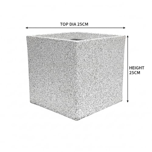 Image of Harshdeep Planters for Indoor Plants - Quebec Square - Home Balcony Garden Decorative Durable Light Weight Stone Finish 10 Inch UV Protected Roto Pots (White Stone, Small)